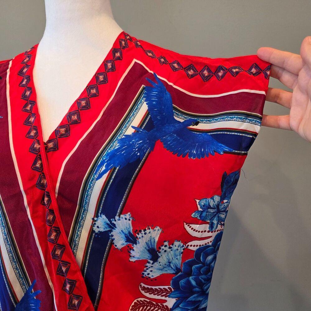 Farm Rio Macaw Scarf Top Sz Sm. Luxe Boho Resort Tropical Jungle - Picture 5 of 8